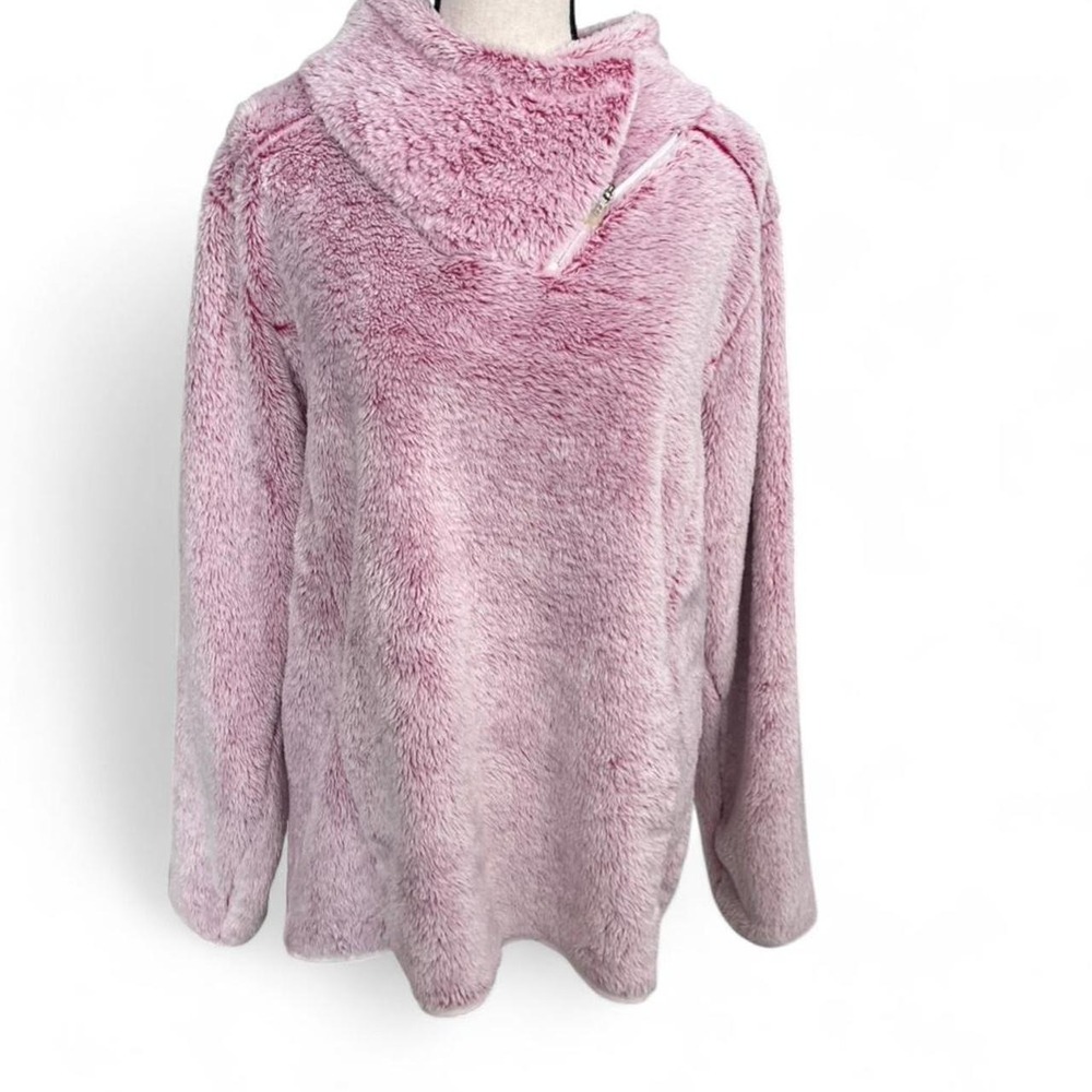 St. John's Bay Pink Faux Fur Pullover with Kangaroo Pouch Women's Size XL